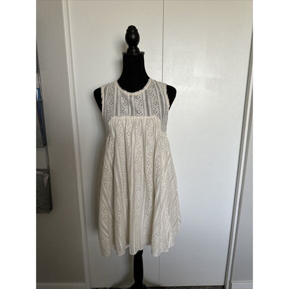 Free People Dress Womens Medium Cream Lace Boho Cottage Zip Back Medium - Picture 1 of 4